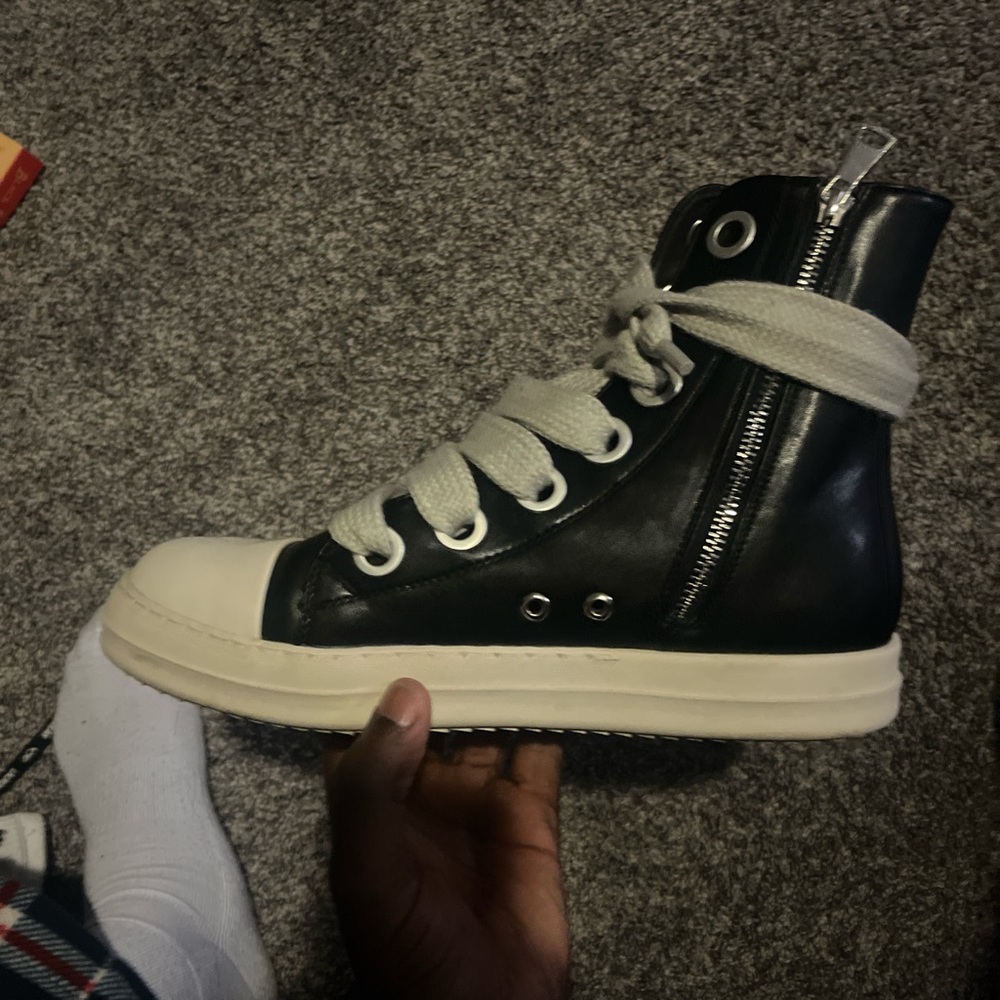Rick Owens Black High-Top Sneakers